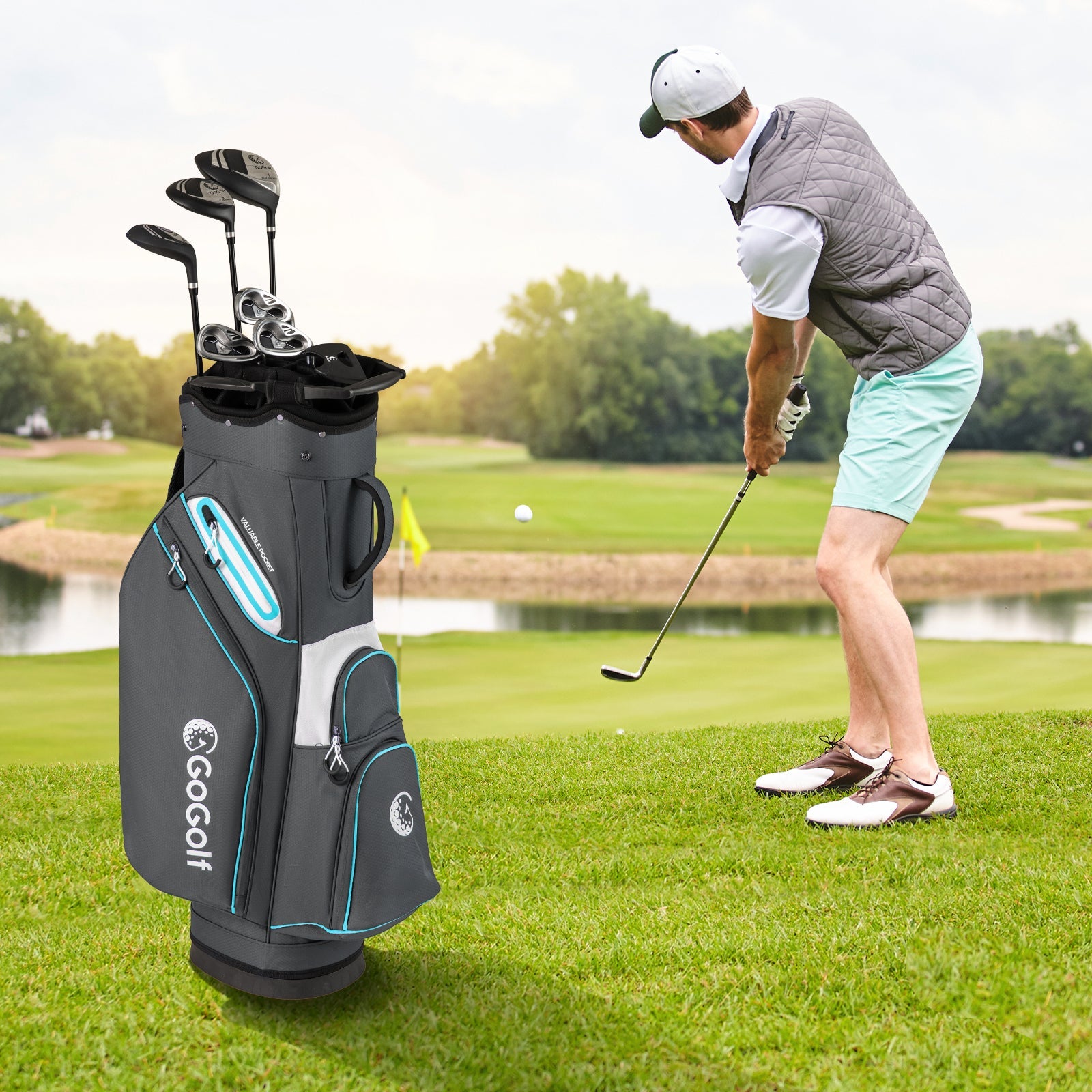 Golf Cart Bag Lightweight Portable Golf Club Organizer Bag