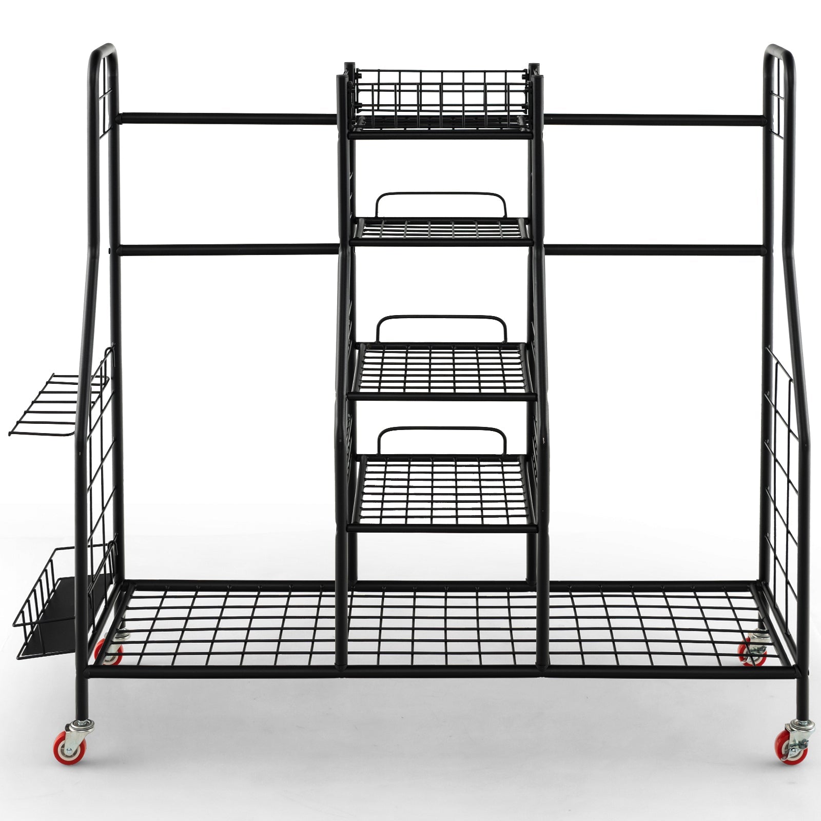 Double Golf Bag Rack with Removable Golf Club Stand and Wheels-Black